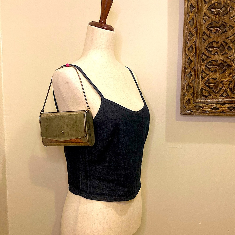 Silver Metal Clutch, Velvet inside, mirror, vintage early-mid 1900’s,
